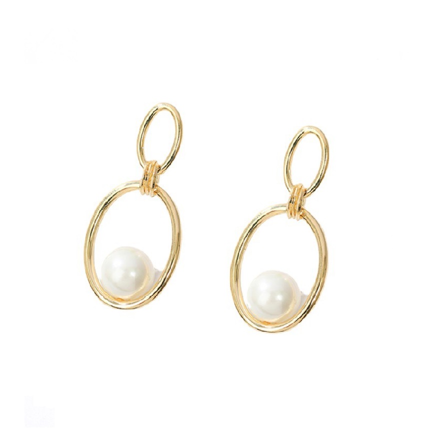 Polished Oval Ring With Pearl Earrings